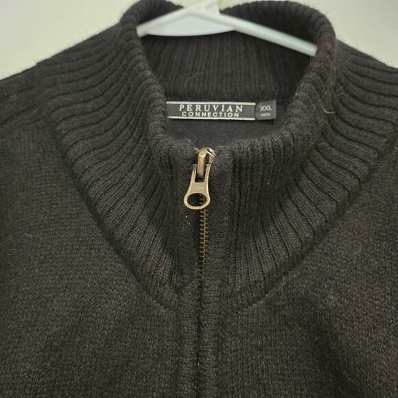 Peruvian Connection Black Baby Alpaca Full Zip Cardigan Sweater Jacket, Size XXL - Picture 6 of 12